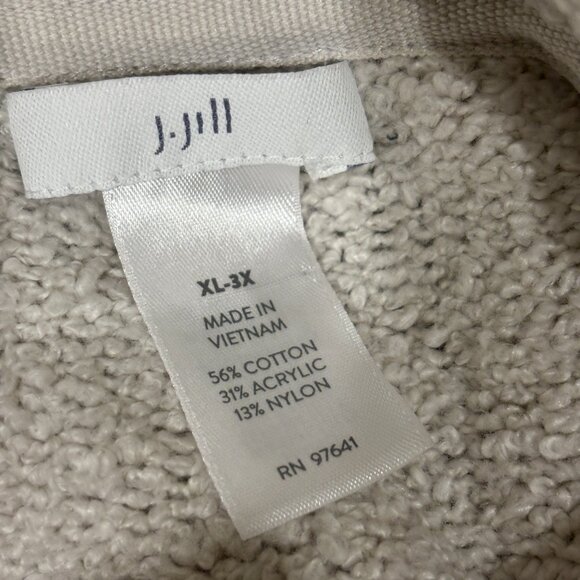 J.JILL V Neck RELAXED BELTED KNIT PONCHO STONE XL-3X - Picture 3 of 10